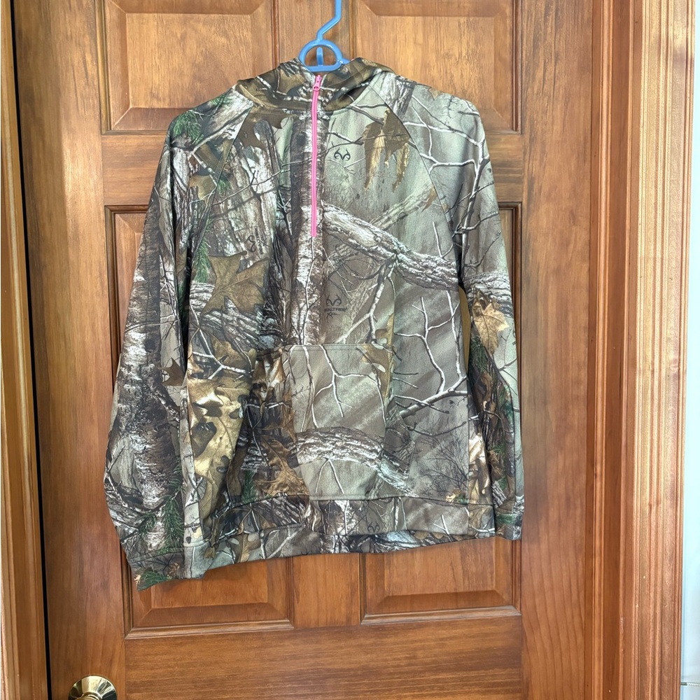 Camo Hoodie with Pink Accent